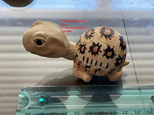 Lifelike Big Head Leopard Print Tortoise Statue Reptile Resin Figure Decor 4"