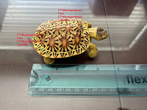 Lifelike Rough-Grained Biscuits Tortoise Statue Reptile Resin Figure Decor 4 inch
