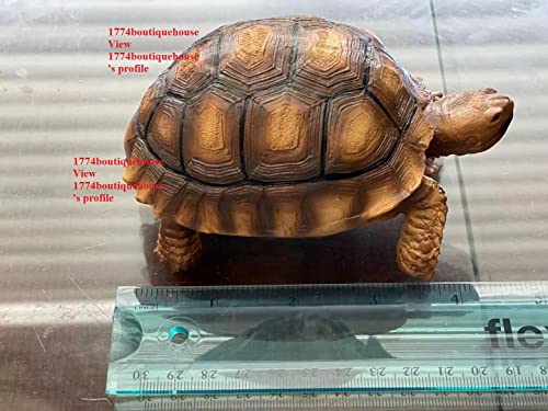 Lifelike Very Cute Sulcata Tortoise Statue Reptile Resin Figure Decor 5.5 inch