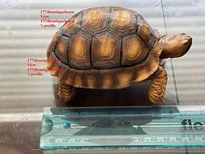 Lifelike Very Cute Sulcata Tortoise Statue Reptile Resin Figure Decor 5.5 inch